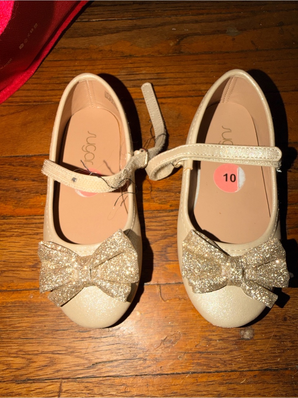 Sugar Girls Cream Glitter Bow Mary Jane Shoes